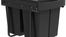 Coș de gunoi glisant HOMCOM sub chiuvetă, 2 x 20L, găleți detașabile, 52 x 33,5 x 41 cm, negru | Aosom Romania