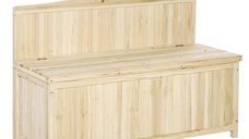 Cufar de Exterior Outsunny din Lemn de Brad cu Spatar - Design Retro