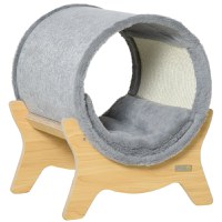 Culcus pentru pisici PawHut cu zona de zgaraiat si perna captusita 41x40x47cm,Gri | AOSOM RO - 1