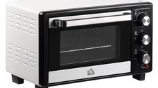 Cuptor electric ventilat HOMCOM, temperatura reglabila, 3 moduri de coacere, tava si gratar, 44x32x28 cm, alb