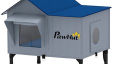 Cușcă încălzită pentru pisici PawHut - impermeabilă și confortabilă pentru exterior, 51 x 41 x 55 cm, Gri deschis