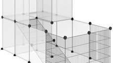 Cusca metalica modulara, 27 panouri, Otel, PP, negru 140x70x90cm PawHut | Aosom RO