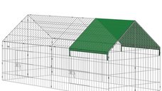 Cușcă pentru Iepuri și Găini PawHut cu Protecție Solară, Grilaj Metalic, 180x75x75 cm, Verde | Aosom Romania