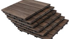 Dale din lemn pentru exterior Outsunny, 27 bucati, 30x30x2.5 cm, maro | Aosom Romania