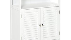 Dulap de baie Kleankin cu 2 usi, MDF alb, 60 x 30 x 81.6cm, ideal pentru spatii mici | Aosom Romania