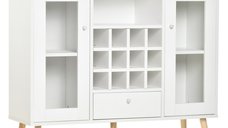 Dulap de Bucatarie HOMCOM cu Suport pentru Sticle, Alb, 100x33x80 cm