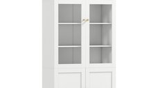 Dulap de bucatarie HOMCOM cu vitrina pentru vesela, 4 usi acrilic, rafturi reglabile, 78 x 40 x 180 cm, alb