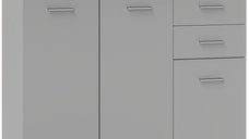 Dulap HOMCOM cu 3 Usi si 2 Sertare Gri 106x35x76 cm | Aosom Romania