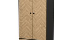 Dulap HOMCOM din lemn cu 2 usi, 4 compartimente si 2 umerase, gri inchis, 90x50x190 cm | Aosom Romania