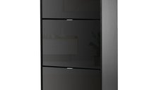 Dulap pentru Pantofi HOMCOM cu 3 Uși Rabatabile si 3 Compartimente, Negru Lucios, Dimensiuni 60L x 26l x 124Î cm