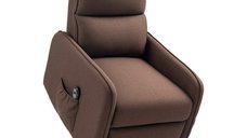 Fotoliu Electric HOMCOM pentru Relaxare cu Telecomanda, Suport pentru Picioare si Buzunar Lateral, 62x86,5x98 cm, Maro Inchis