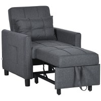 Fotoliu extensibil 3 in 1 HOMCOM cu spatar reglabil,Perna,53x169x45 cm,pentru biroul de acasa, Dormitor, Sufragerie, Gri | Aosom Romania - 1