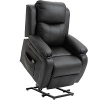 Fotoliu Relax Rabatabil 160° HOMCOM, Fotoliu Electric cu Ridicare cu Suport pentru picioare si Telecomanda, din Imitatie de piele, Negru - 1