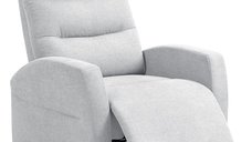 Fotoliu relaxant HOMCOM reglabil cu suport pentru picioare, tapiterie gri deschis cu aspect de in