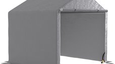 Garaj de gradina Outsunny 2 x 2 x 2 m pentru biciclete, cu cadru din otel galvanizat, impermeabil si rezistent la UV - gri | Aosom Romania