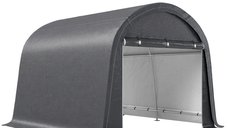 Garaj pentru Motociclete Outsunny 3x3m, Tenda Impermeabilă cu Accesuri cu Fermuar, Oțel Galvanizat, Gri | Aosom Romania