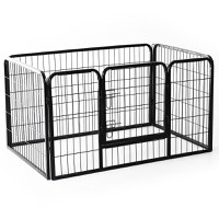 Gard Modular pentru Animale de Companie Pliabil, cu 4 carlige, Negru 125x80x70cm PawHut | Aosom RO - 1