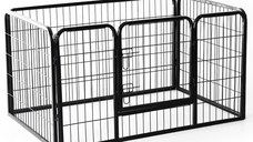 Gard Modular pentru Animale de Companie Pliabil, cu 4 carlige, Negru 125x80x70cm PawHut | Aosom RO