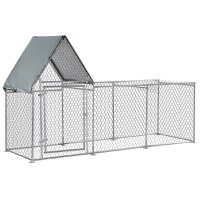 Gard pentru Gaini PawHut cu Prelata de Protectie din Tesatura Oxford, din Otel Galvanizat 3,02x1,07x1,72m, Argintiu | Aosom RO - 1