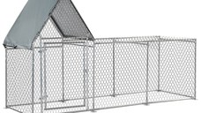 Gard pentru Gaini PawHut cu Prelata de Protectie din Tesatura Oxford, din Otel Galvanizat 3,02x1,07x1,72m, Argintiu | Aosom RO