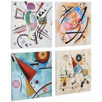 HOMCOM 4 piese arta de perete din panza abstracta pictata manual, tablouri de perete pentru sufragerie dormitor, 60 x 60 cm x 4 | AOSOM RO - 1