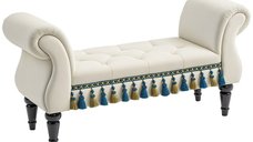 HOMCOM Bancă de Așteptare Vintage, Capacitate 150 kg, Dimensiuni 117x40x58 cm, Bej | Aosom Romania