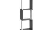 HOMCOM Biblioteca moderna cu 5 rafturi din lemn, economiseste spatiu pentru casa si birou, 33x28x161cm, gri si alb | AOSOM RO
