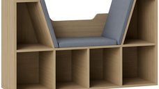 HOMCOM Bibliotecă Multifuncțională 2 în 1 cu Design Modern, 6 Compartimente și 3 Perne, Dimensiuni 102L x 30l x 61A cm, Stejar Gri | Aosom Romania