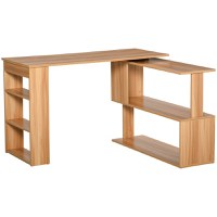 HomCom birou din lemn cu 5 rafturi, birou in unghi, masa de birou | AOSOM RO - 1