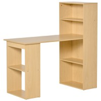 HOMCOM Birou modern cu Librarie din Lemn Natural 120x55x120cm - 1