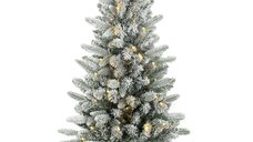 HOMCOM Brad Artificial de Craciun de 90 cm cu 50 LED-uri si Vârfuri Zăpadă, Bază din Oxid de Magneziu | Aosom Romania