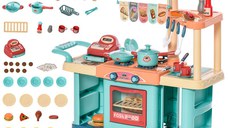 HOMCOM bucatarie de jucarie, copii 3-6 ani, 50 accesorii | AOSOM RO
