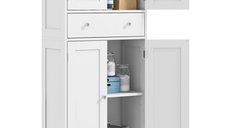 HOMCOM Bufet de Bucatarie cu Dulapuri si Sertar, 60 x 30 x 128 cm, Alb | Aosom Romania