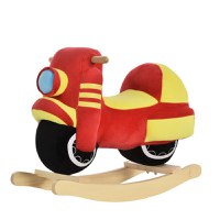 HOMCOM Căluț Balansoar Motocicletă Efecte Sonore Copii 18-36 Luni, Jucărie Interactivă, Negru și Roșu | Aosom Romania - 1