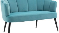 HOMCOM Canapea 132 cm pentru dormitor, mobilier modern din catifea, canapea mica tapitata pentru spatii mici | AOSOM RO