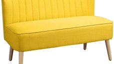 HOMCOM Canapea Compacta cu 2 Locuri, Fara Brate, Galben, 117x56.5x77 cm