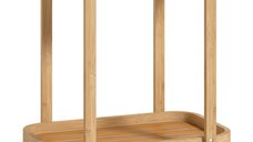 HOMCOM carucior de bucatarie din bambus, 2 rafturi, cu roti, 54 x 36,5 x 60 cm, natural