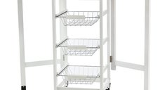 HOMCOM Cărucior de Bucătărie Extensibil Alb, 3 Sertare, MDF/Metal, Soluție Organizare Bucătărie, 37x37x77.5 cm | Aosom Romania