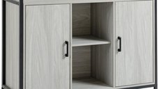 HOMCOM Comoda modern din lemn cu rafturi, dulap, buffet , mobilier pentru hol 100x34x87.2cm, gri deschis | AOSOM RO