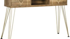 HOMCOM Consola din PAL si otel pentru intrare si living, raft deschis si 2 sertare, 120x29x79 cm, bronz | AOSOM RO