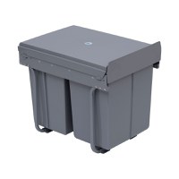 HOMCOM Cos de Gunoi Ecologic cu 3 Containere Separate Capacitate Total 40L, Gri 48x34.2x41.8cm - 1