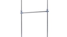 HOMCOM Cuier pentru haine cu inaltime si extensie reglabile, 165 x 48 x 180 cm, Inox / ABS, Argintiu / Gri