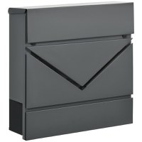 HOMCOM Cutie Postala din Otel Zincat cu Suport Ziare si 2 Chei de Securitate incluse, 37x10.5x37 cm, Gri | Aosom Romania - 1