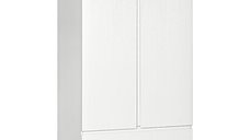 HOMCOM Dulap alb cu cuier pentru haine si 2 sertare glisante pentru dormitor din PAL, 100x60x200 cm