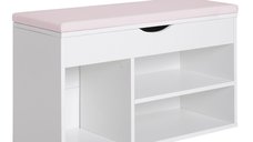 Homcom Dulap cu Pantofi Banca cu Scaune Captusite Rabatabile pentru Hol Lemn 80x30x47cm Alb