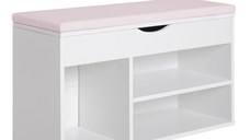 Homcom Dulap cu Pantofi Banca cu Scaune Captusite Rabatabile pentru Hol Lemn 80x30x47cm Alb