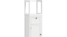 HOMCOM Dulap de baie cu 2 rafturi, 1 sertar si 1 dulap - 40 x 30 x 165 cm, alb | Aosom Romania