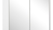 HOMCOM Dulap de baie cu 2 usi, oglinda baie dulap cu raft reglabil din lemn MDF 48x14.5x45cm alb