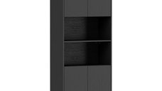 HOMCOM Dulap de Bucatarie 170 cm, Negru cu Aspect Lemn si Rafturi Reglabile | Aosom Romania