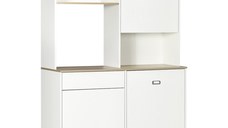 HOMCOM Dulap de bucatarie independent, dulap de depozitare modern, dulap pentru microunde, 180 cm, alb